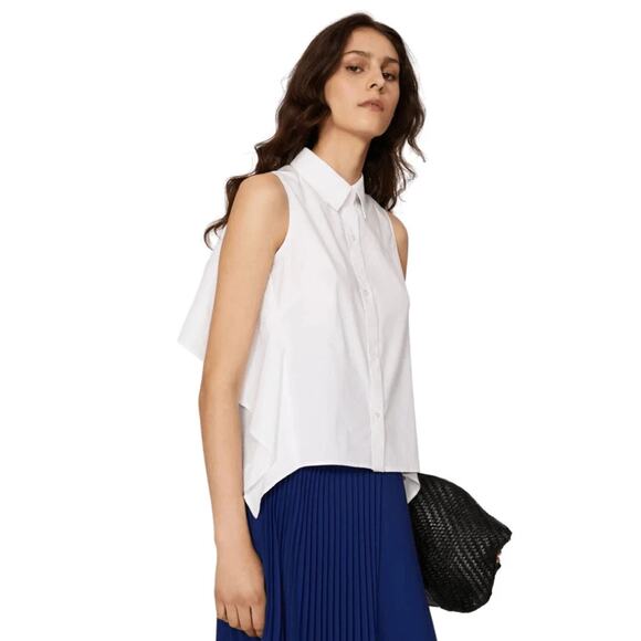 Peter Som Tops - Peter Som sz 4 Women’s White Sleeveless Cotton Blend Collared Blouse MSRP $290